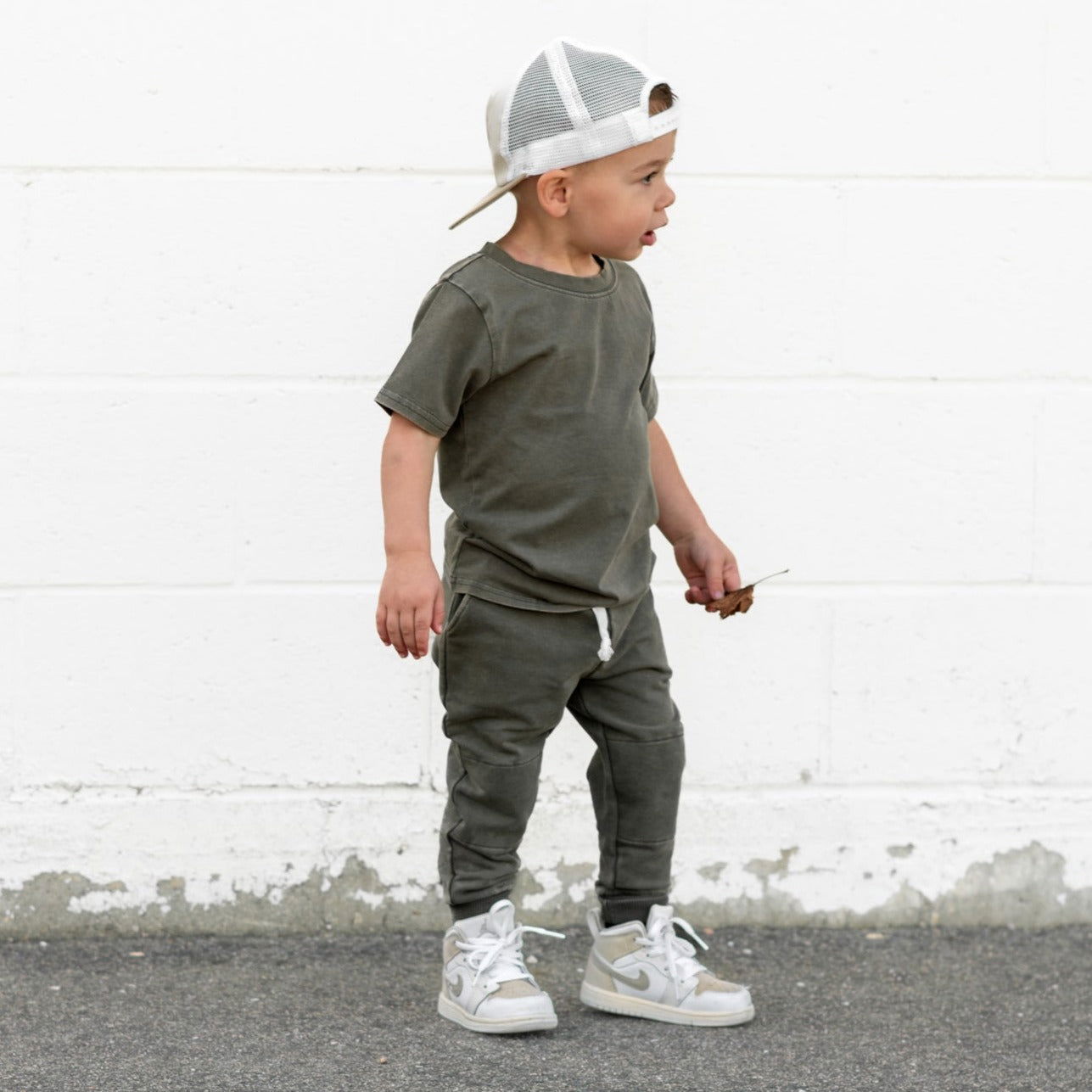 Moss Snow Wash French Terry Joggers - Natural CuteNest