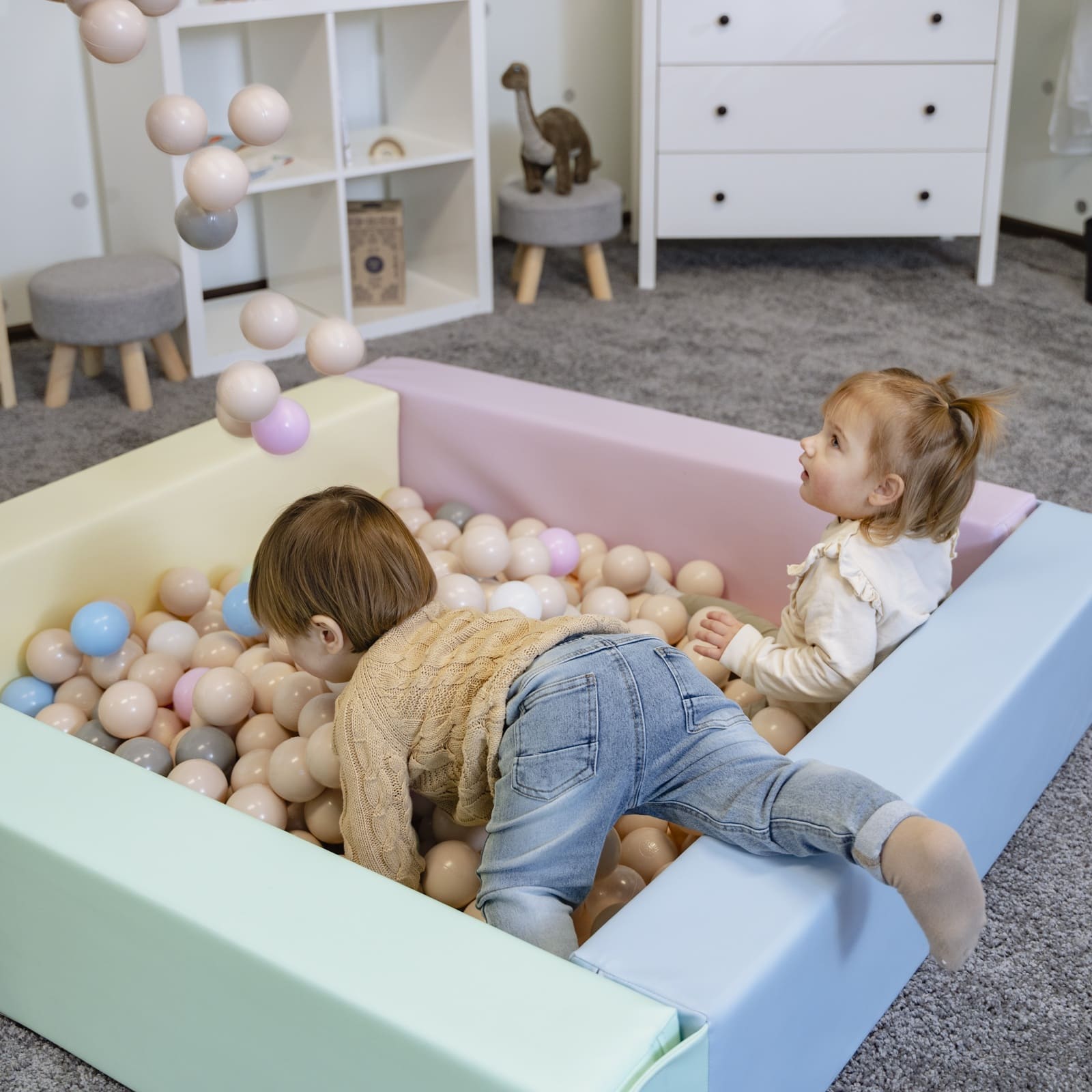 Soft Play Square Ball Pit - Ball Play Heaven-Ball Pit-IGLU Soft Play-white-Natural CuteNest