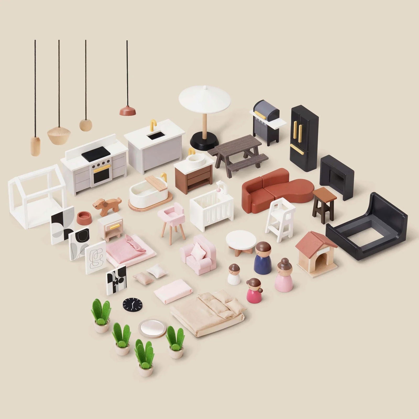 Tiny Land® Modern Family Dollhouse - Natural CuteNest