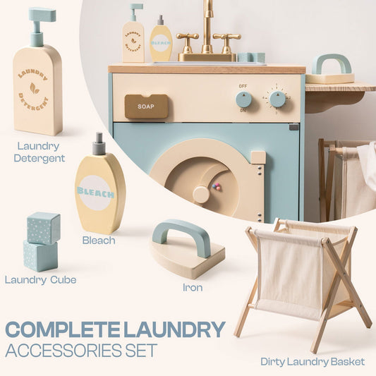 Wooden Laundry Playset - Natural CuteNest